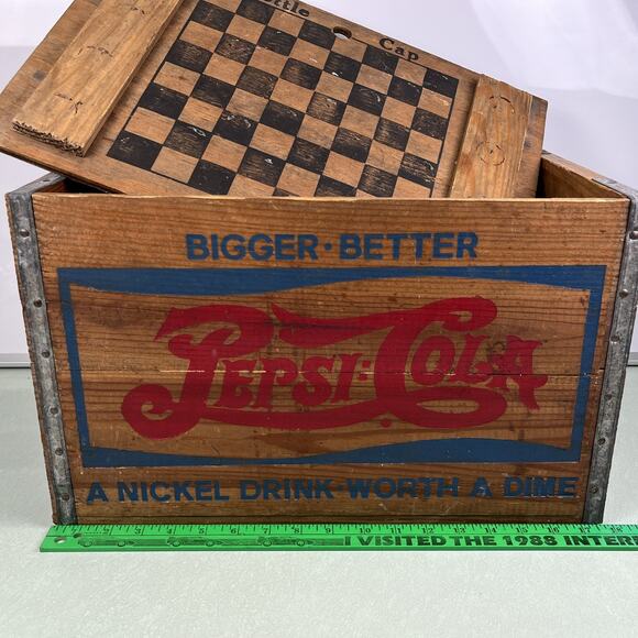 Vintage Pepsi Cola Advertising Wooden Wood Crate A Nickel Drink Worth A Dime - Picture 6 of 15